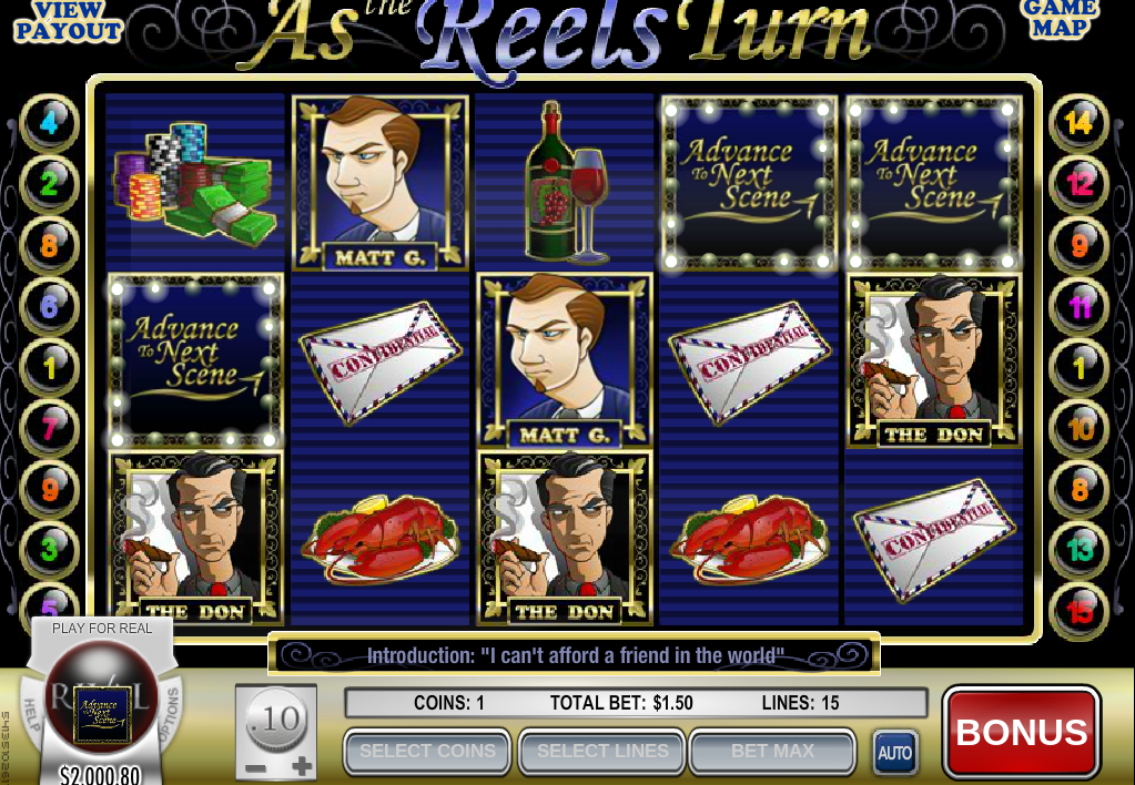 Rival Gaming As the Reels Turn slot game main screen